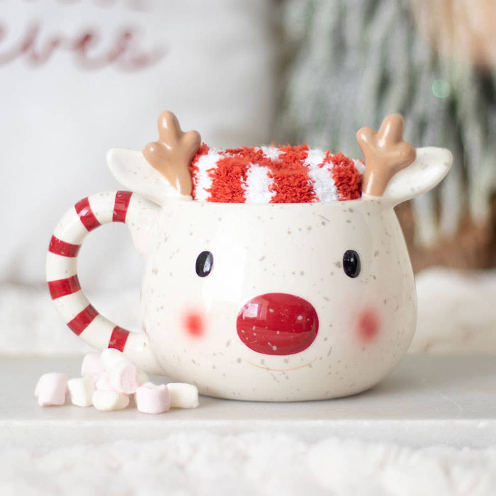 Rudolph Reindeer Christmas mugg och Strumpor Set