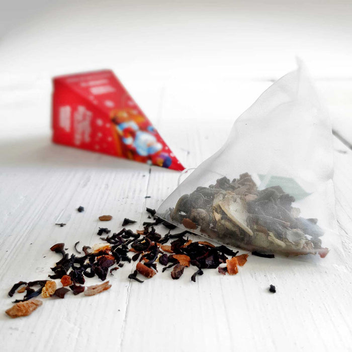 ETS - Te Gåva med Rosett "Vinterkollektion, röd", EKO, 12 Pyramidpåsar