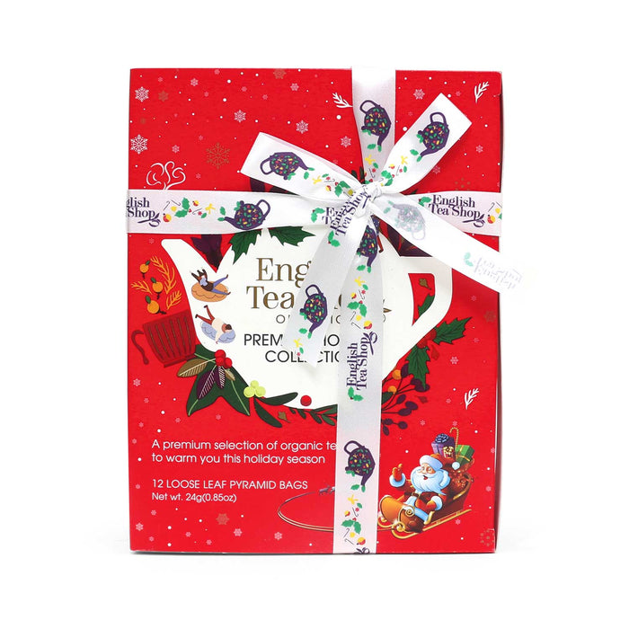 ETS - Te Gåva med Rosett "Vinterkollektion, röd", EKO, 12 Pyramidpåsar