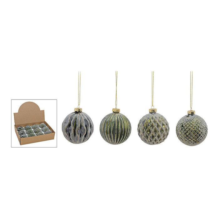 Glaskula för julgran, 4-pack, Grön/Guld Ø8cm