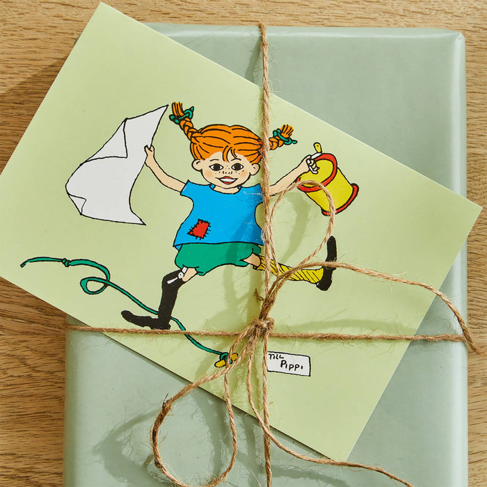 Pippi - Vykort med Kuvert - Grön