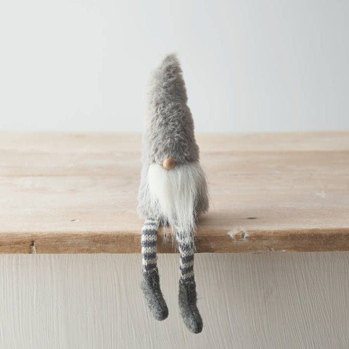 Grå Gonk med fluffig hatt, 22cm