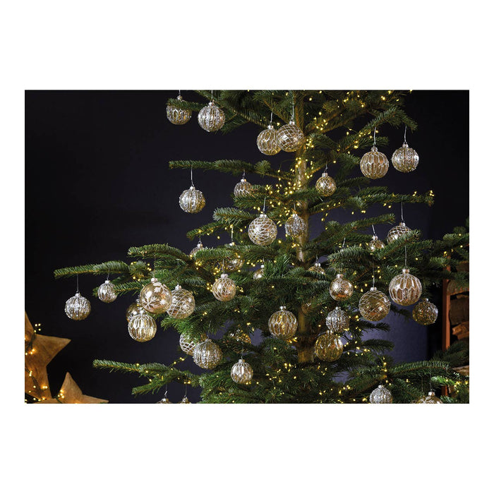 Julgranskula Glitter i glas, 4-pack, Silver Ø8cm