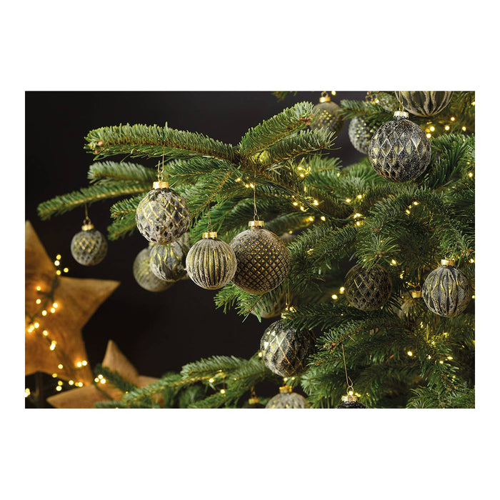 Glaskula för julgran, 4-pack, Grön/Guld Ø8cm