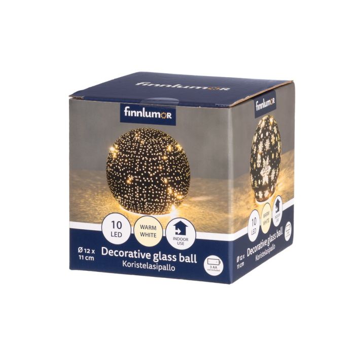 Finnlumor 3D LED Koristelasipallo Lumihiutale 12 cm