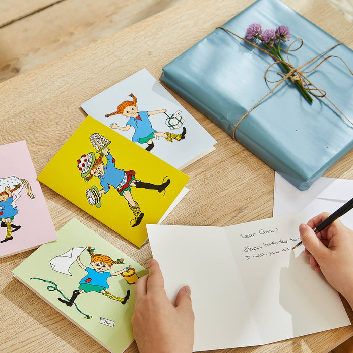 Pippi - Gratulationskort med Kuvert - Rosa