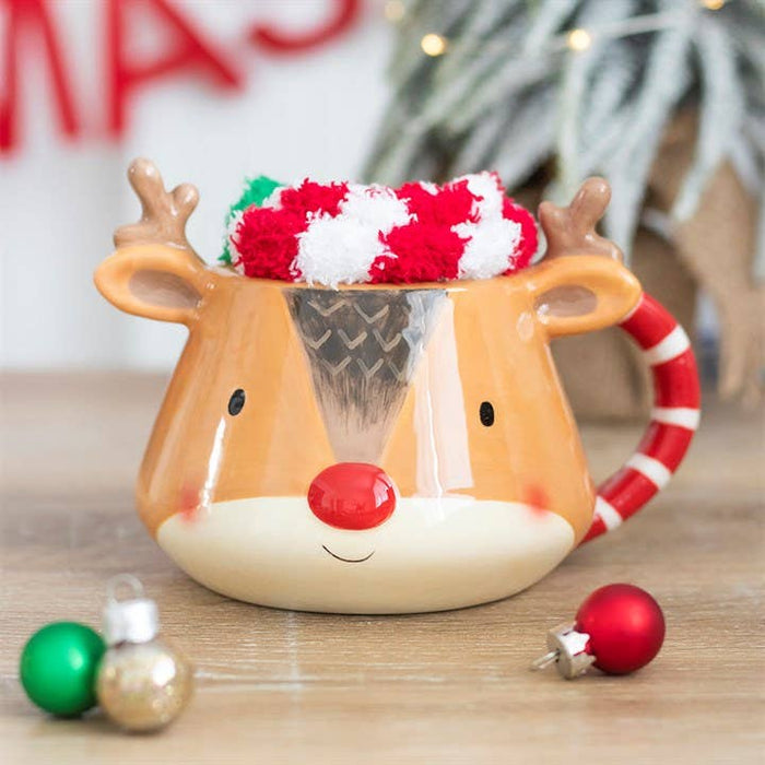 Christmas Reindeer Mugg och Strumpor Set