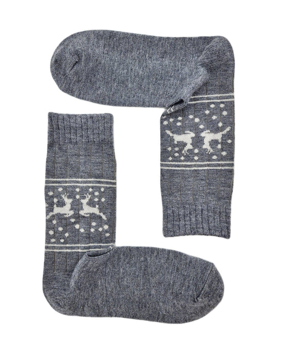Ullstrumpor Grå med Ren