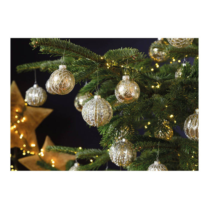 Julgranskula Glitter i glas, 4-pack, Silver Ø8cm