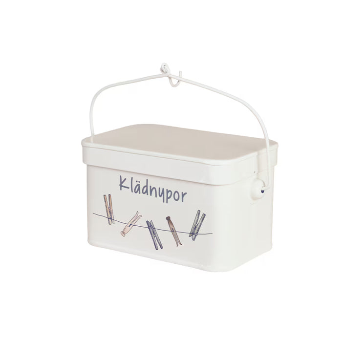Plåtburk Ivar Klädnypor Vit