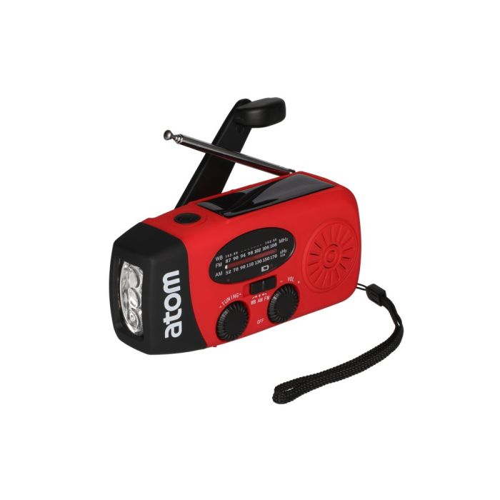 Atom Hätäradio valolla ja varavirtalähteellä