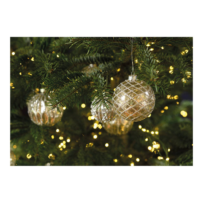 Julgranskula Glitter i glas, 4-pack, Silver Ø8cm