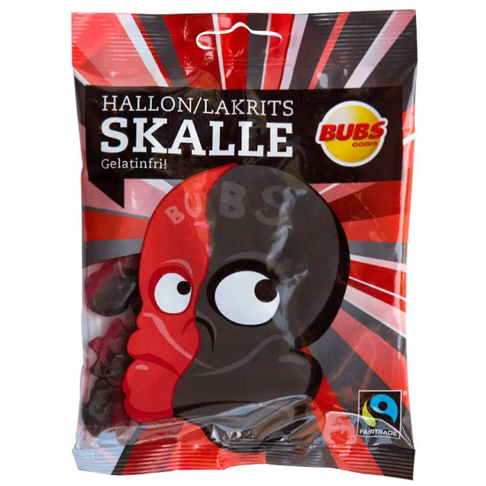 Bubs Skalle Hallon Lakrits 90g