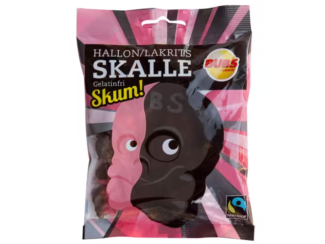 Bubs Skum Skalle Hallon Lakrits 90g