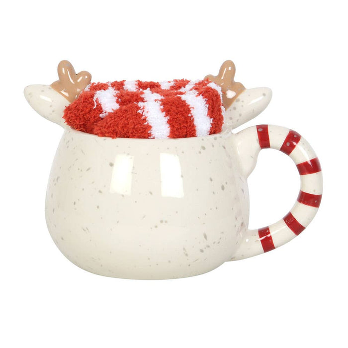 Rudolph Reindeer Christmas mugg och Strumpor Set