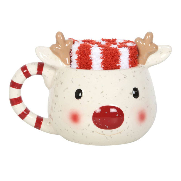 Rudolph Reindeer Christmas mugg och Strumpor Set