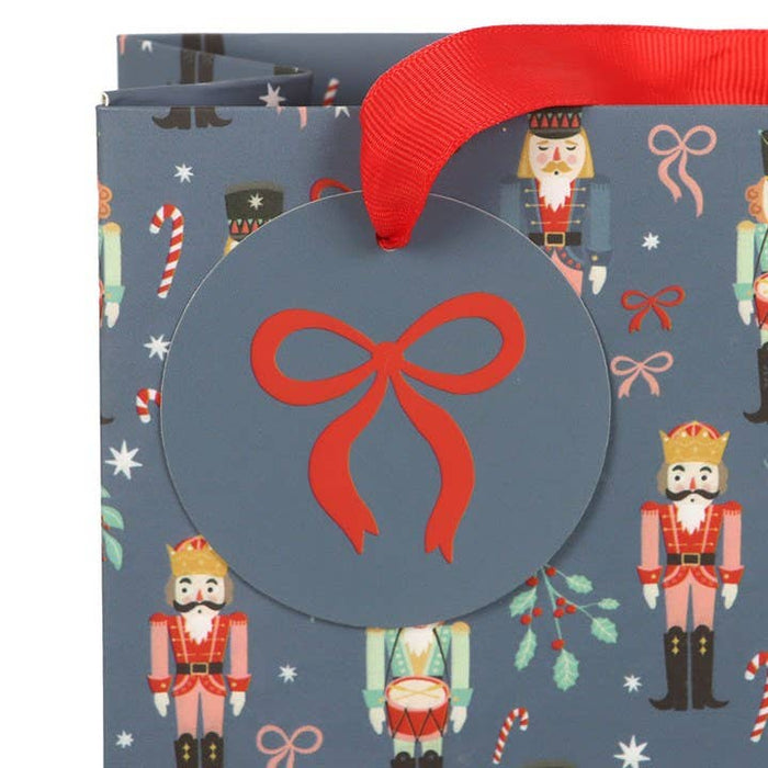 23 cm medelstor blå julnötknäppare presentpåse med tryck