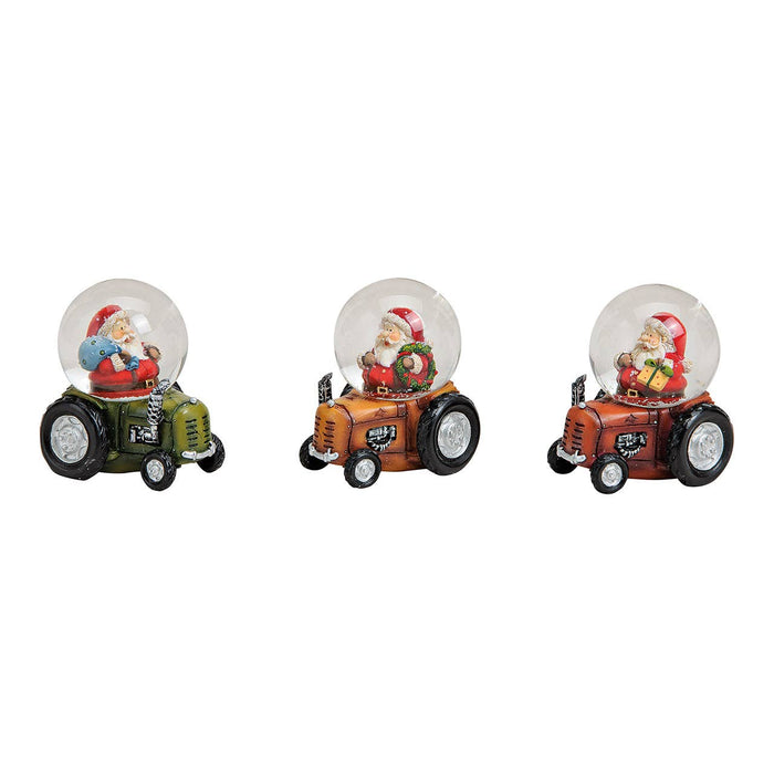 Snöglob Nikolaus på traktor av glas/poly, 3-faldig, (B/H/D) 6x7x5 cm