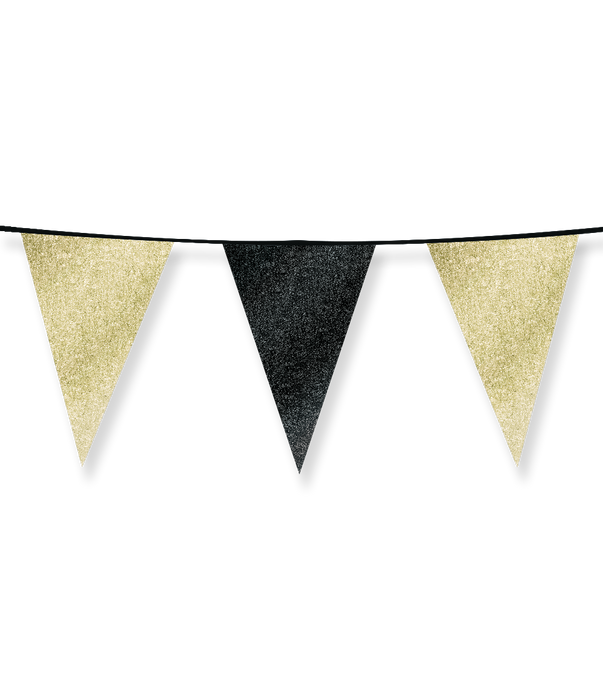 Glitterflaggor 20 x 30 cm - Guld och svart