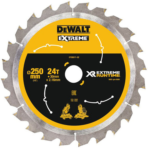 Dewalt DT99571-QZ Pyörösahanterä XR 250x30mm 24T - Primica Tools