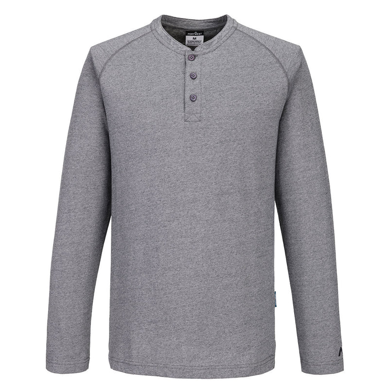 KA370 - KA3 Henley T-Shirt L/S  Vaaleanharmaa