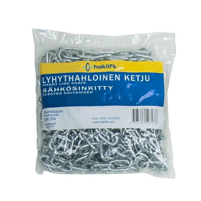 Haklift Sähkösinkitty lyhythahloinen ketju 5mm 5m - Primica Tools