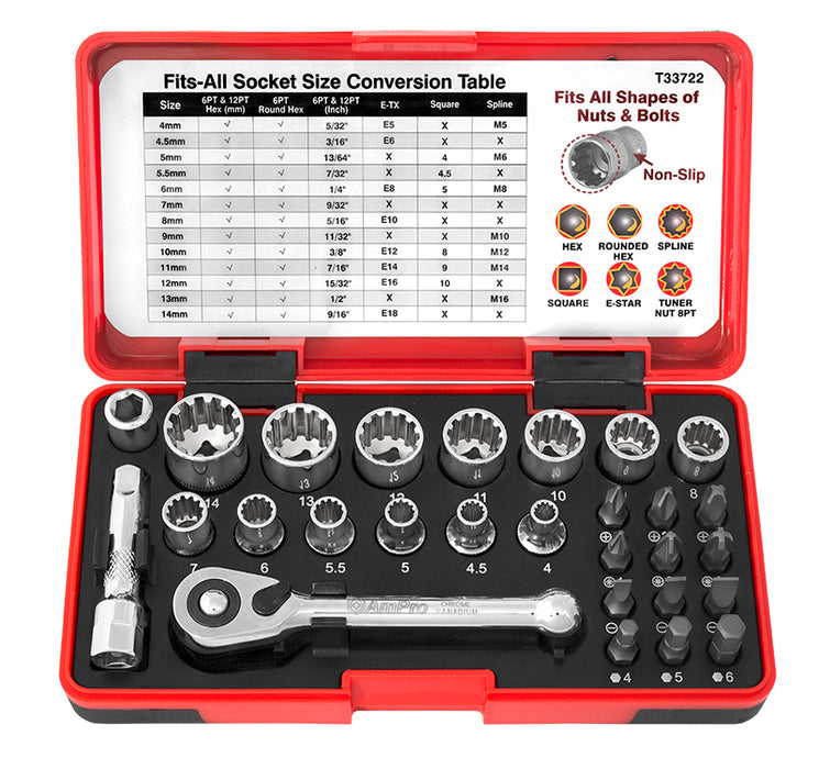 TYÖKALUSARJA FITS-ALL 1/4" 28-OS.