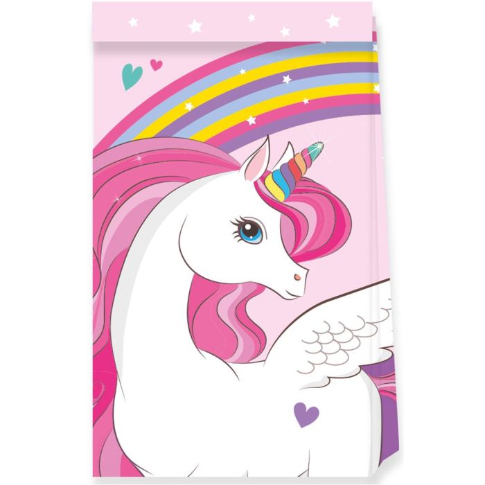 Lahjapussi paperi Unicorn Rainbow 4 kpl