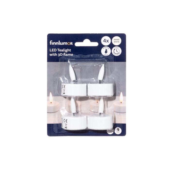 Finnlumor LED-Lämpökynttilä 3D liekki 4 kpl