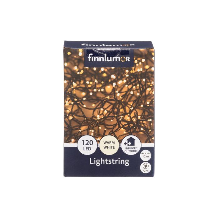 Finnlumor Valoketju 120 LED lämmin valkoinen musta johto