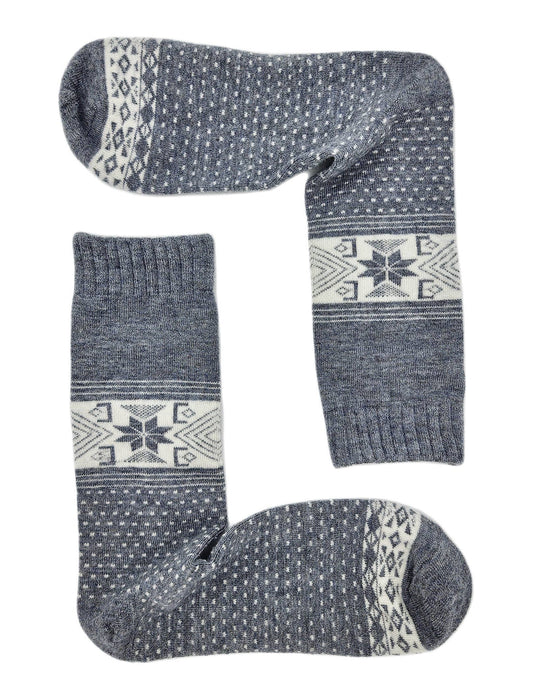 Ullstrumpor Grå med Snöflingor