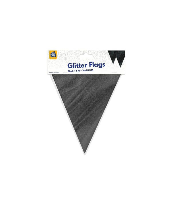 Glitterflaggor 16 x 20 cm - Svart