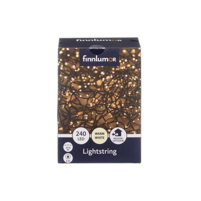 Finnlumor Valoketju 240LED lämmin valkoinen musta johto