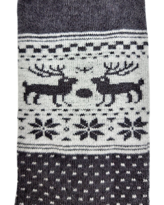 Ullstrumpor Mörkgrå med Renar