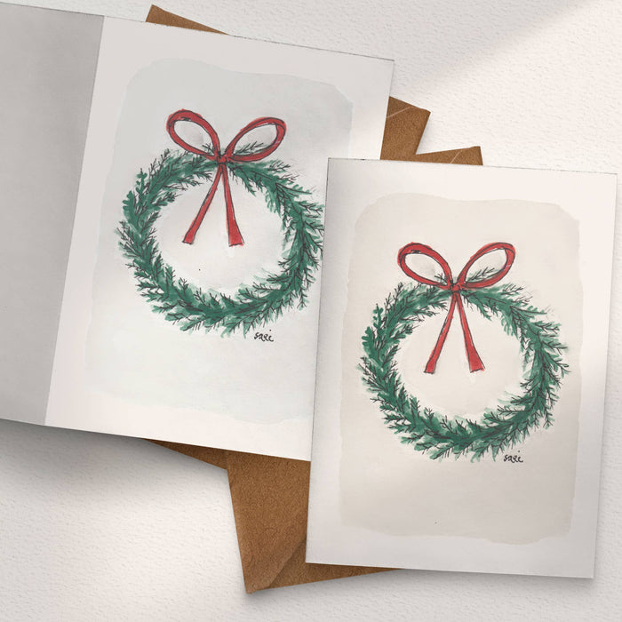 Julkrans Akvarell Säsongens hälsningskort