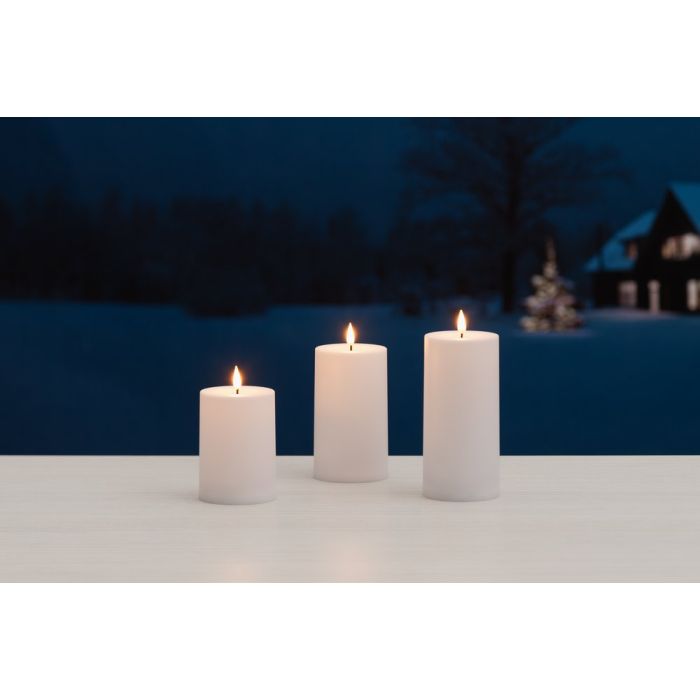 Finnlumor LED-kynttiläsarja 3 kpl ulkokäyttöön 3D liekki kauko-ohjattava