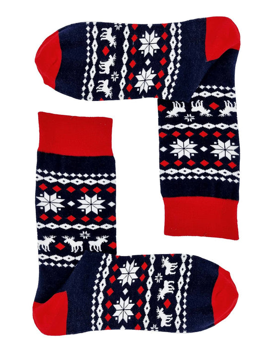 Strumpor "Blå & röda med julsymboler"