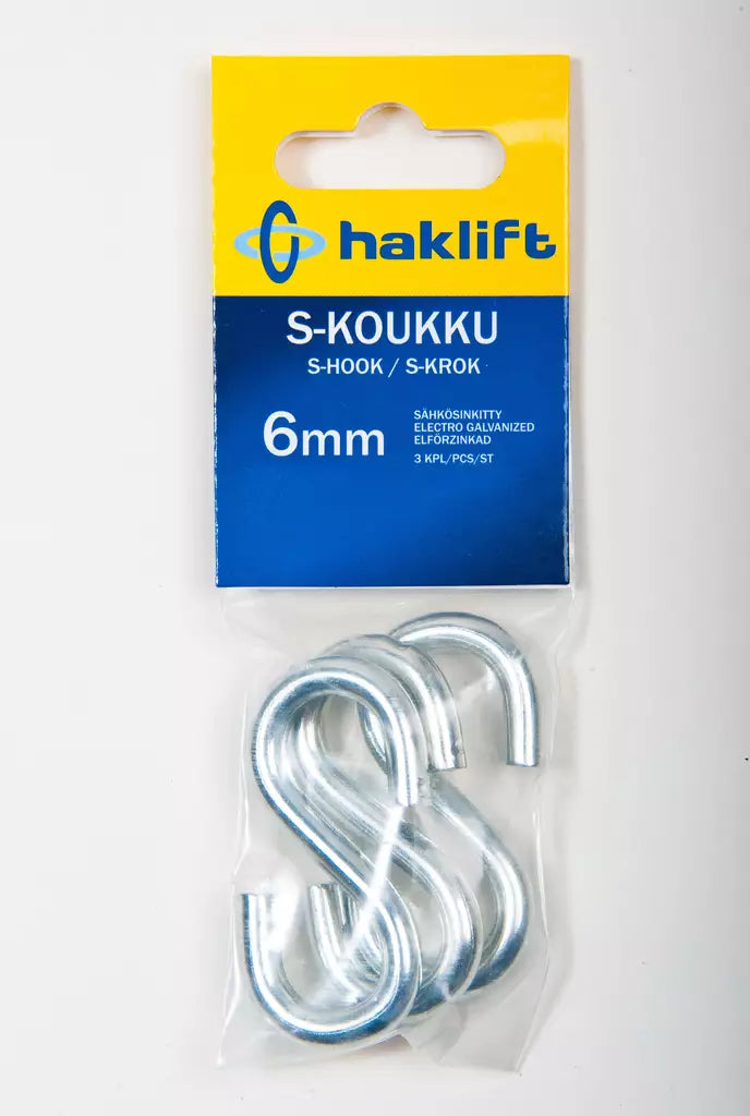 S-Koukku 6 mm | IP-pakattu | Pakkauskoko 3 kpl