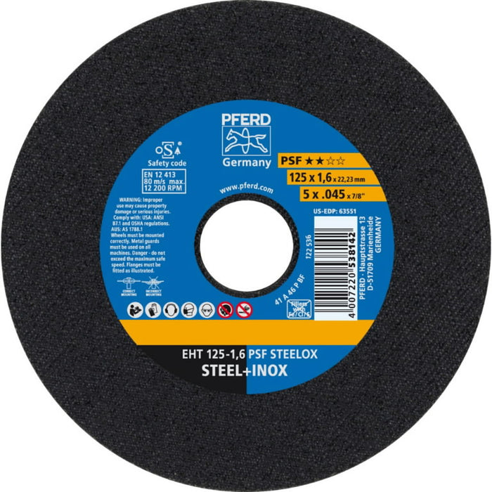 Cut-off wheel PSF Steelox 125x1,6mm, Pferd - Primica Tools